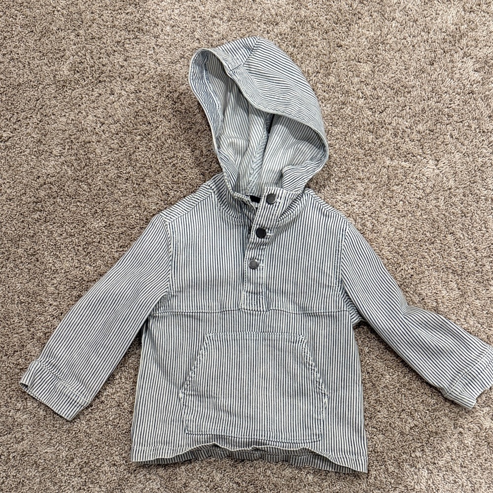 Blue and White Striped hoodie/pullover